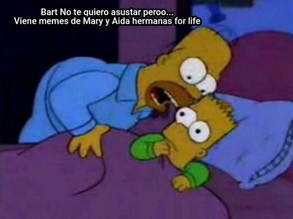 Bart No te quiero asustar peroo... Viene memes de Mary y Aida hermanas for life